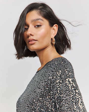 Pewter Linear Sequin Top