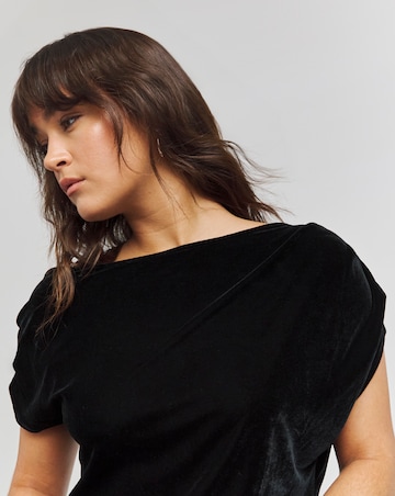 Black Velour Off The Shoulder Top