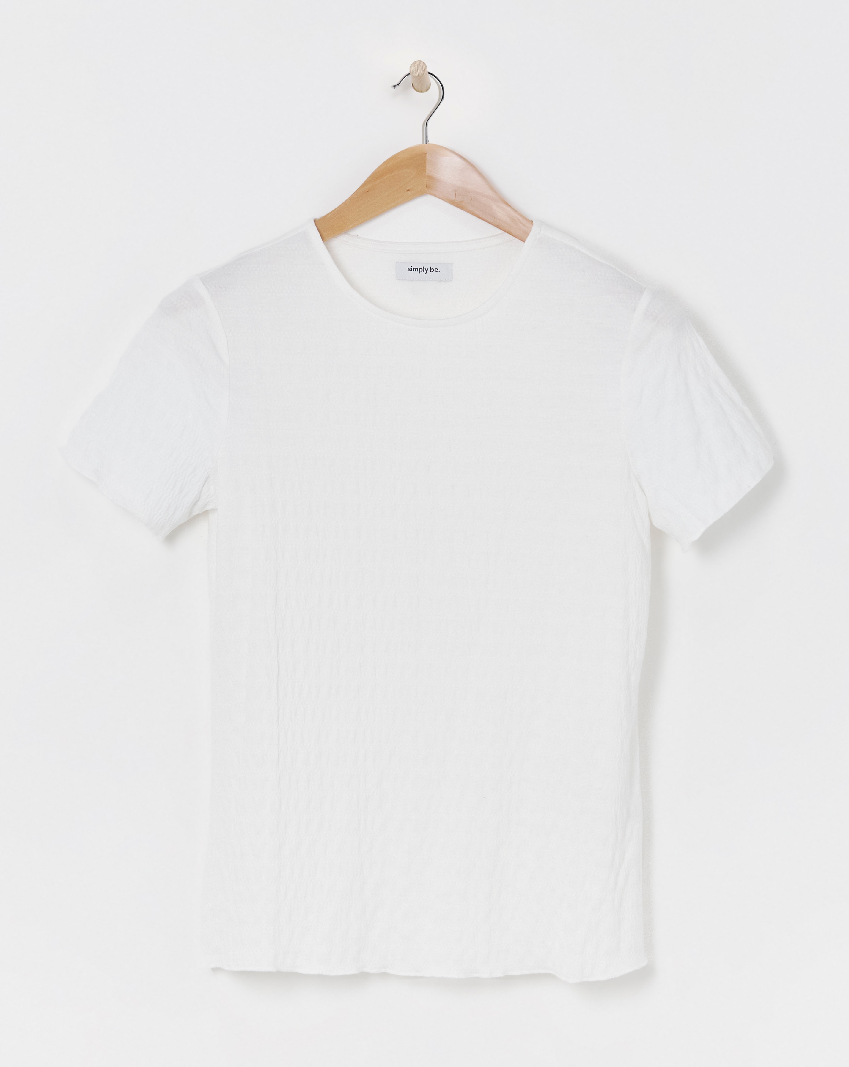 White Textured Jersey Frill Hem Top