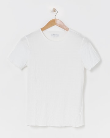 White Textured Jersey Frill Hem Top