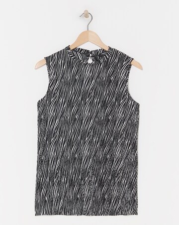 Zebra Print Plisse High Neck Swing Top