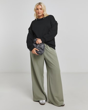 Black Lace Trim Sweatshirt