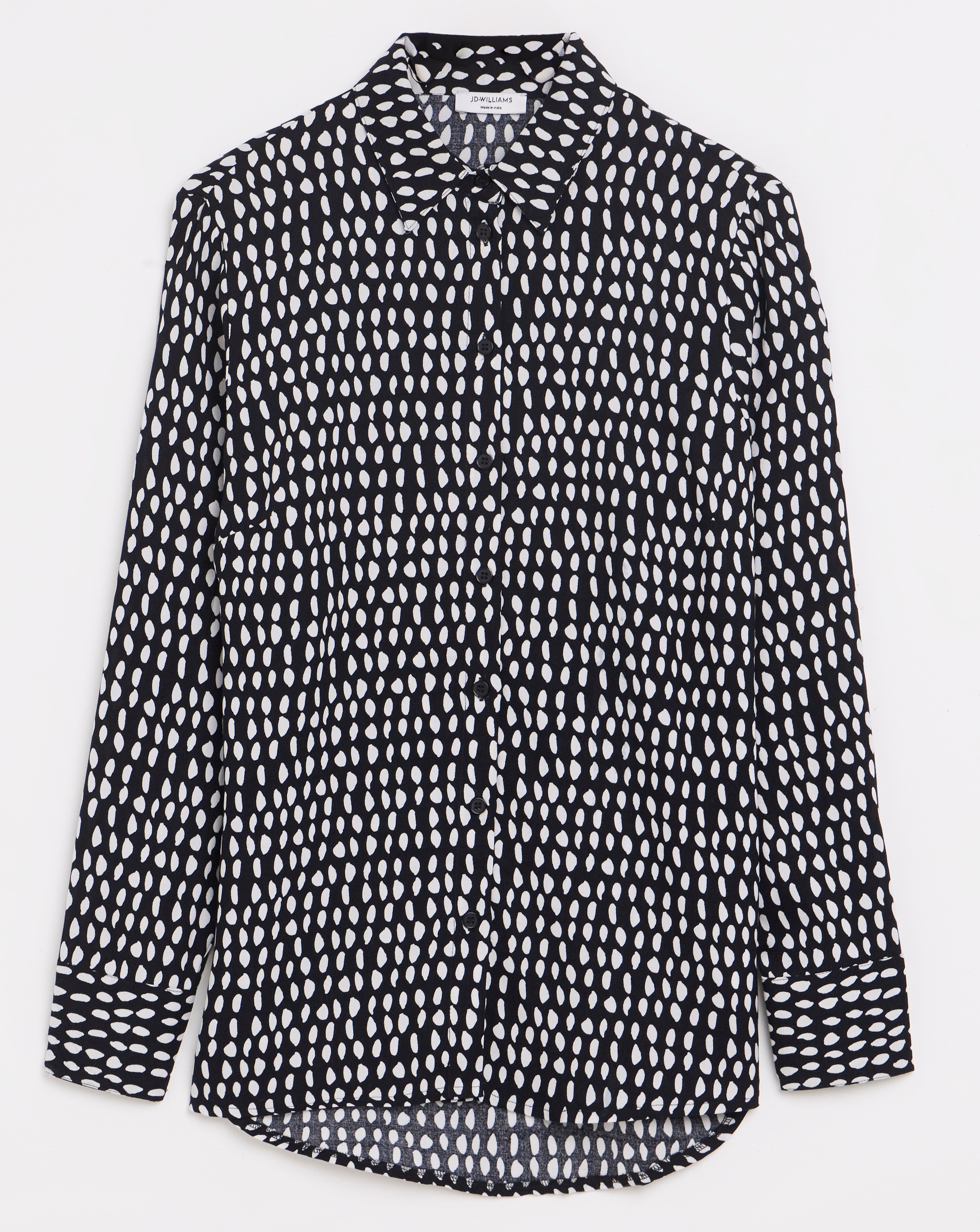 Mono Print Dipped Back Viscose Shirt