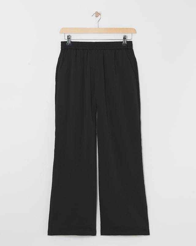 Black Satin Wide Leg Trousers