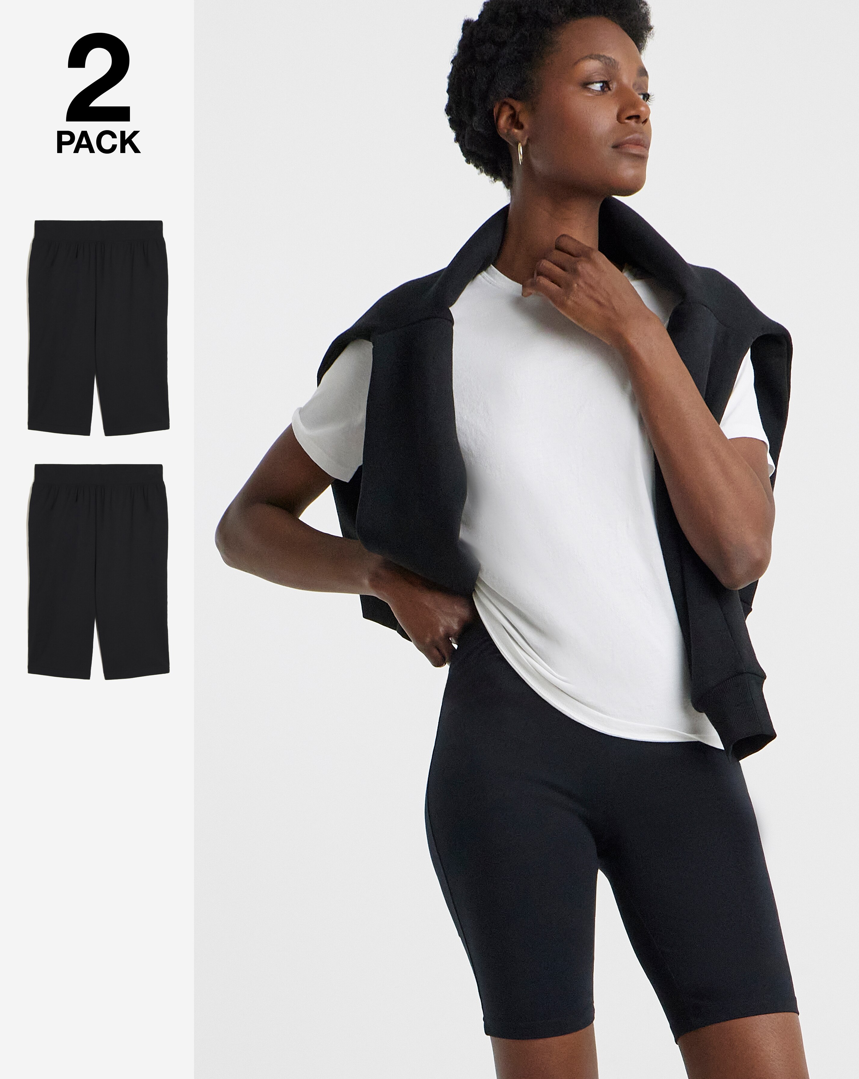 2 Pack Black Cotton Cycling Shorts