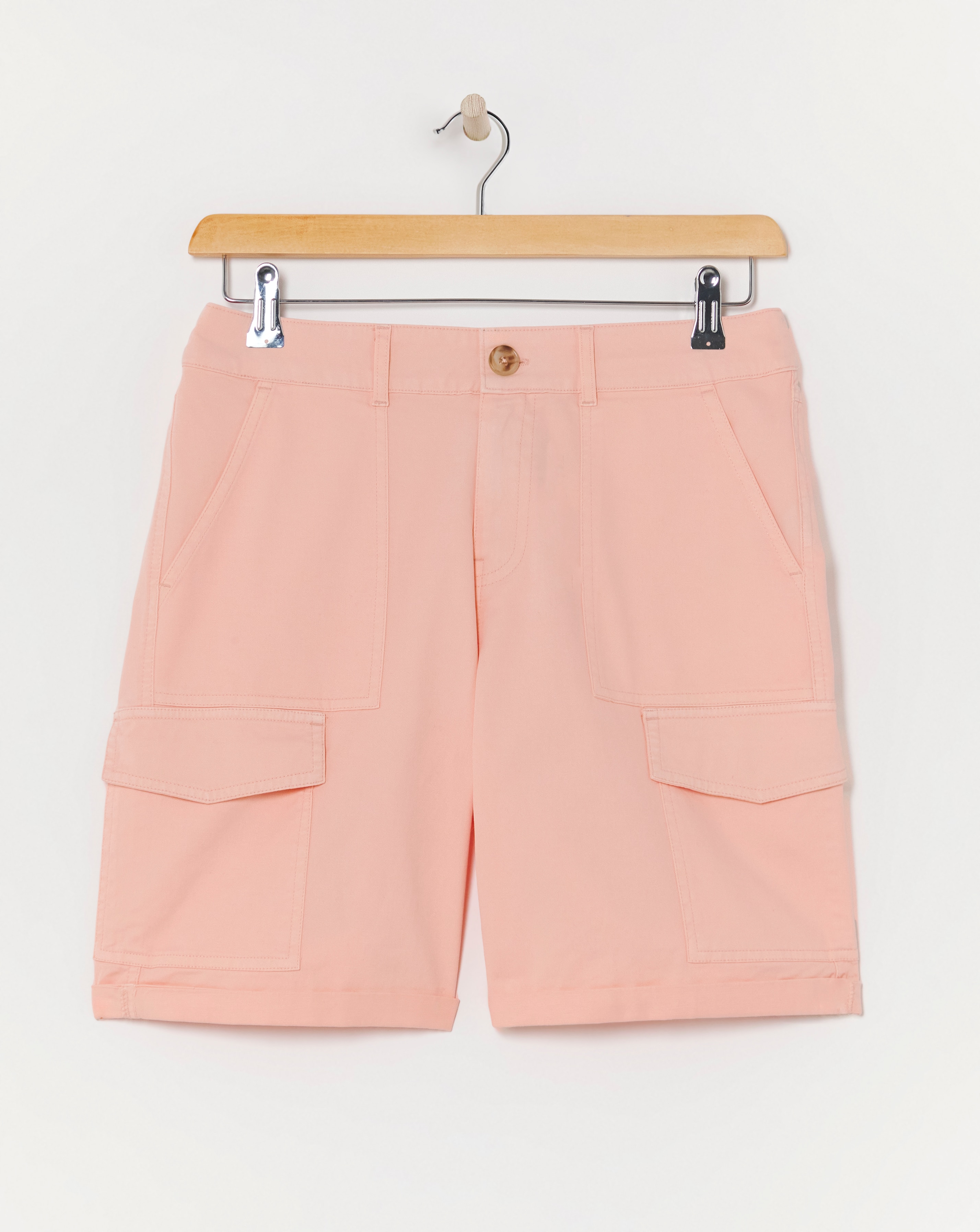Peach Stretch Cotton Cargo Shorts