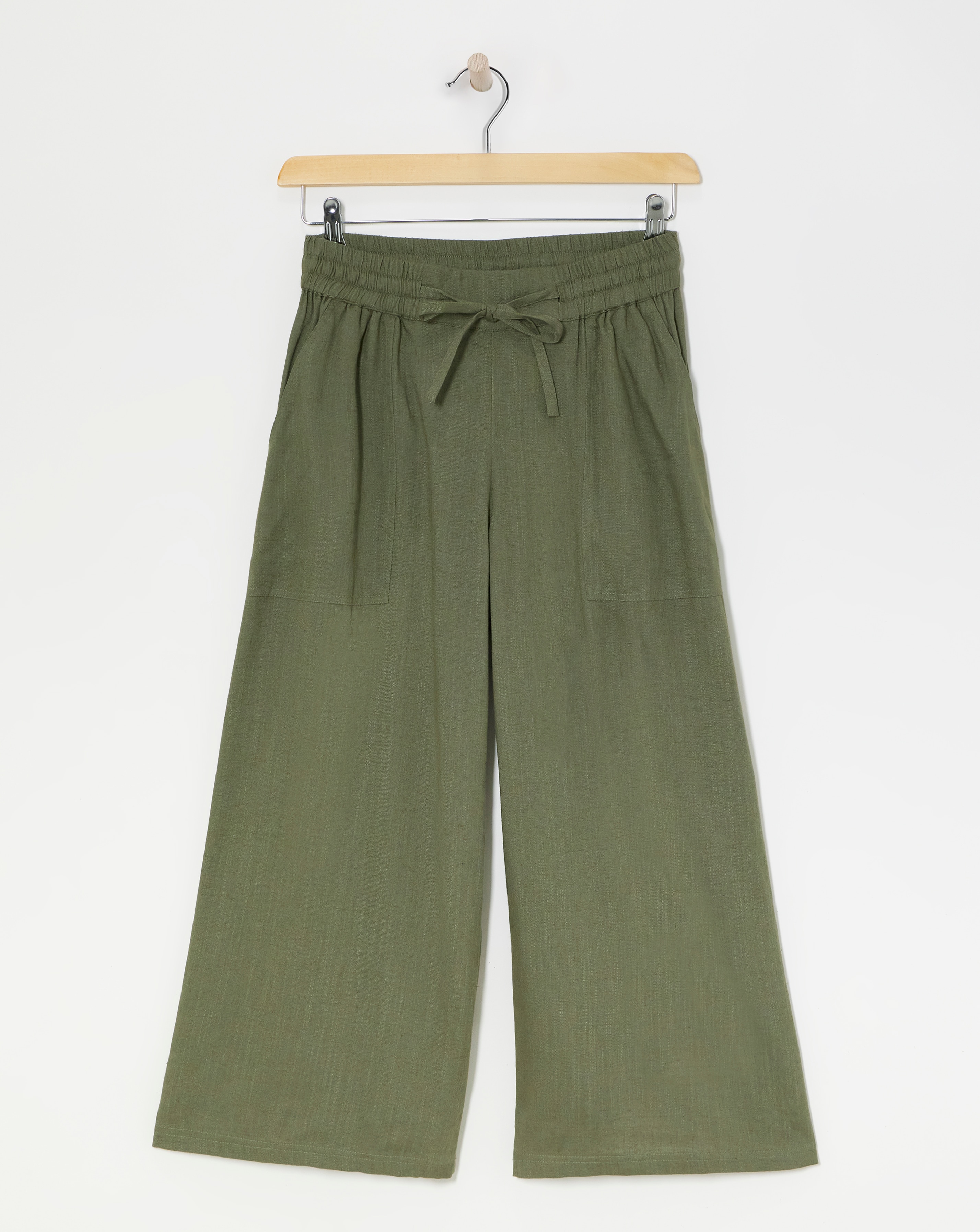 Olive Linen Mix Wide Leg Culotte