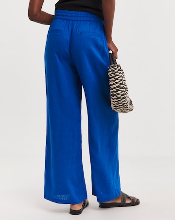 Cobalt Linen Mix Wide Leg Trousers