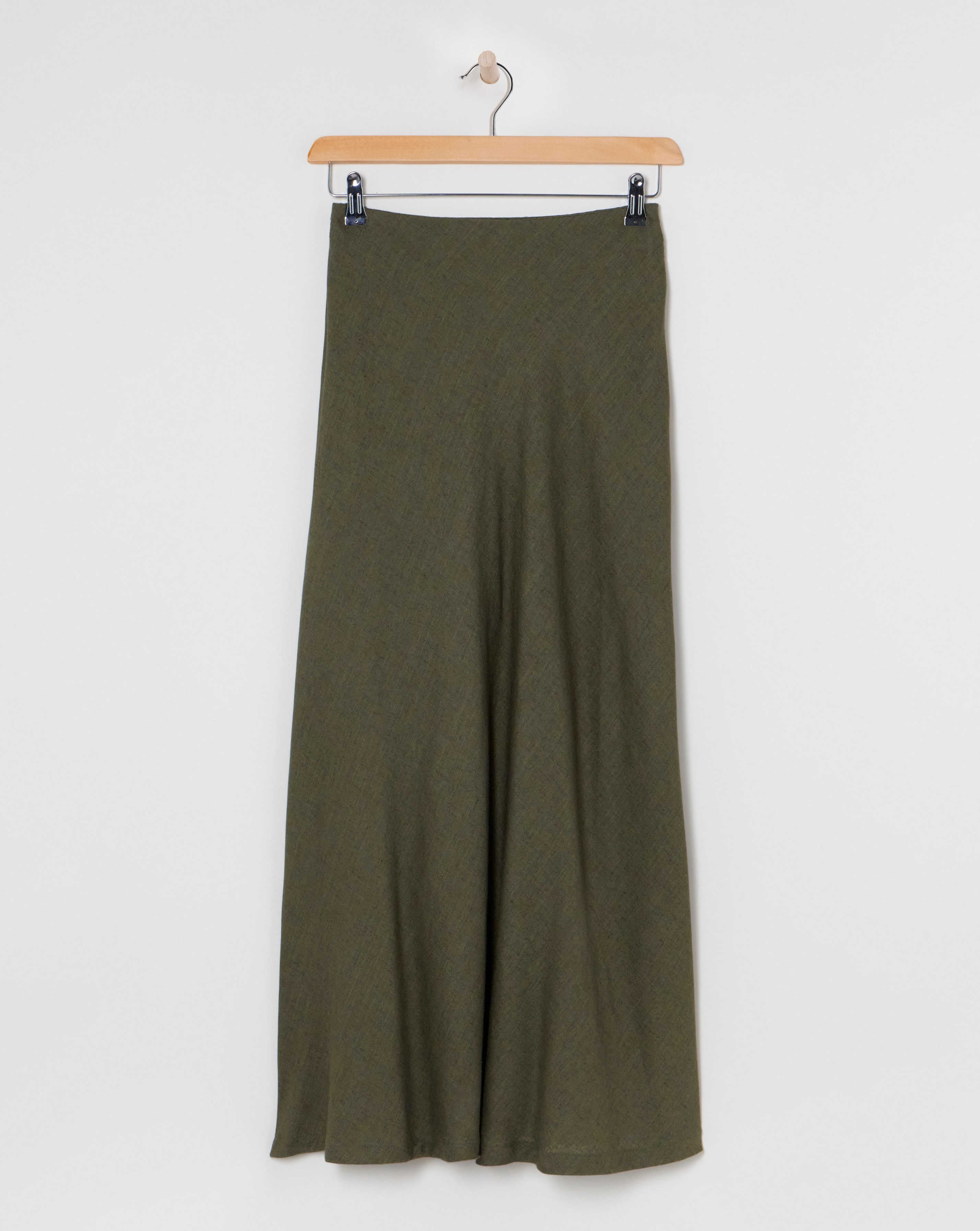 Linen Mix Bias Maxi Slip Skirt