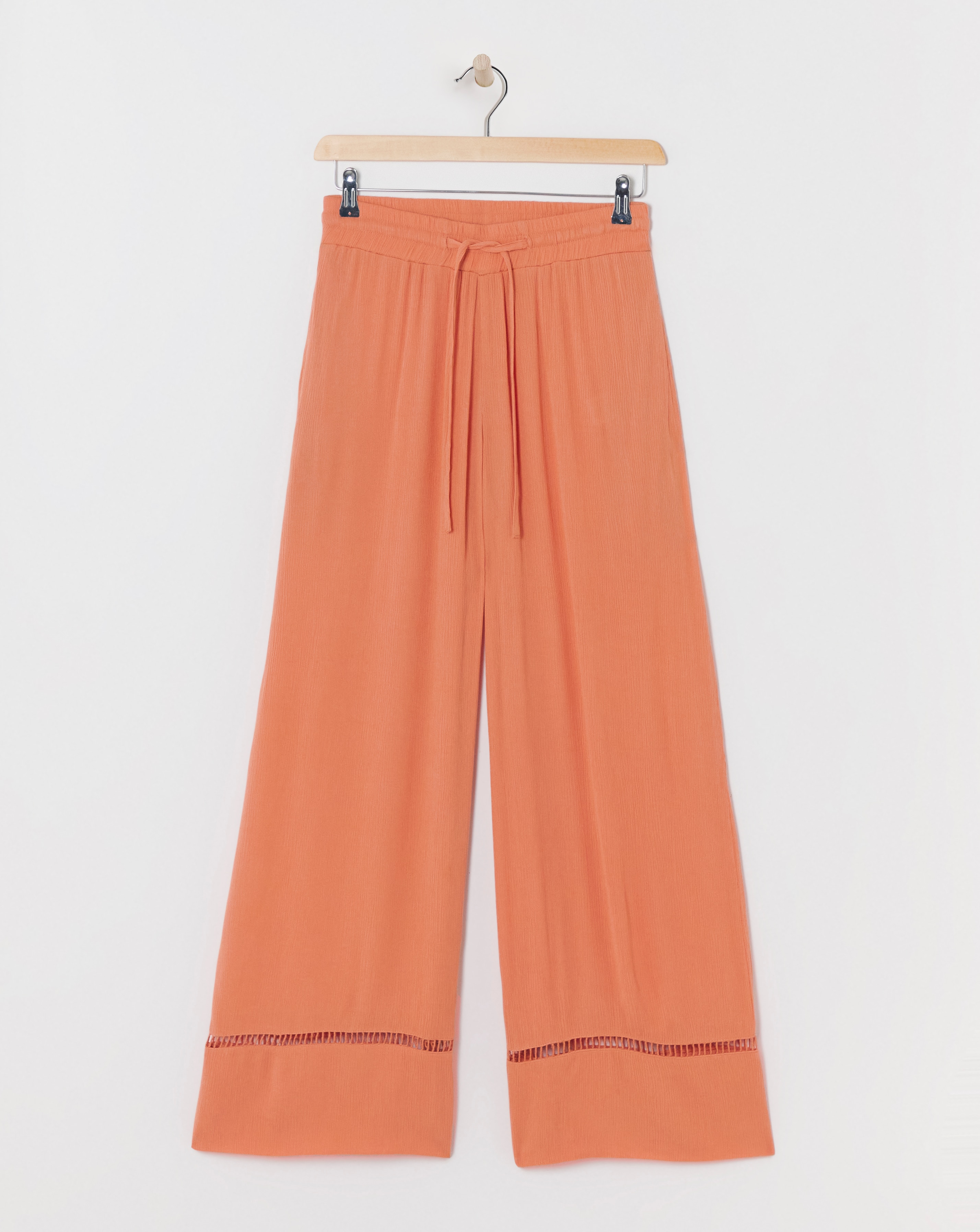 Crinkle Shirred Waist Wide Leg Trousers