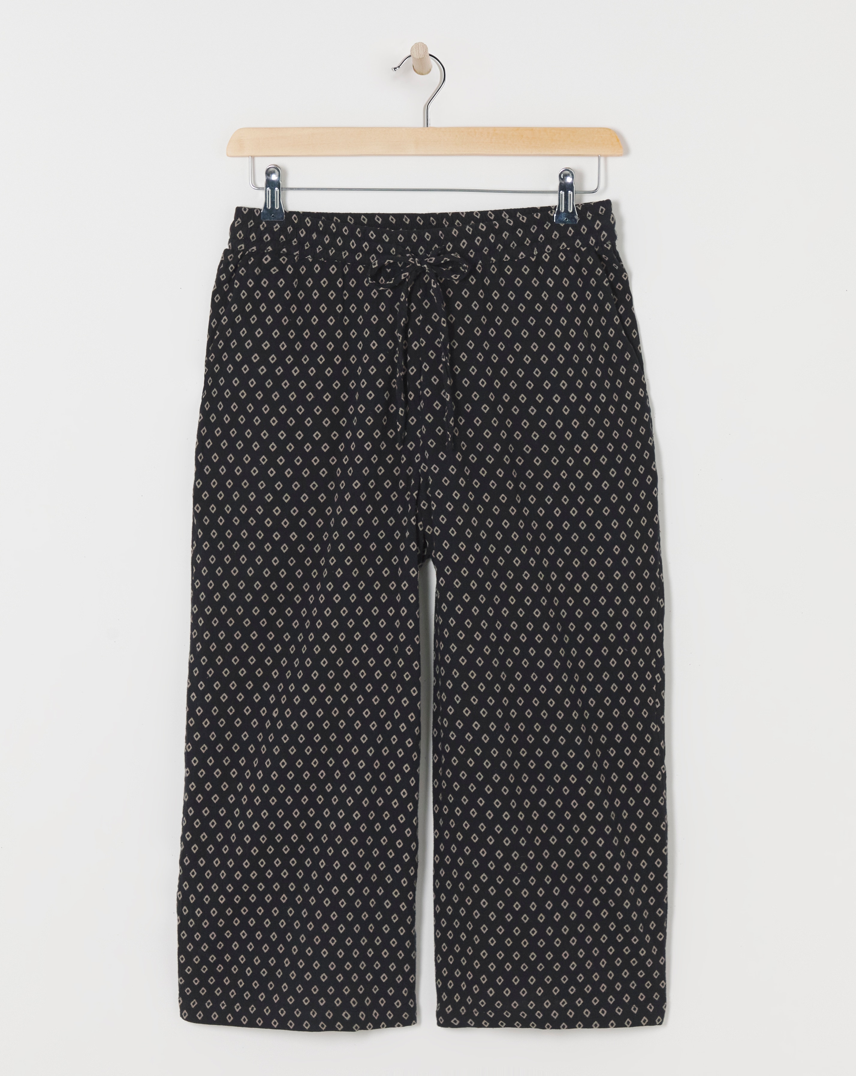 Black Print Cheesecloth Culottes