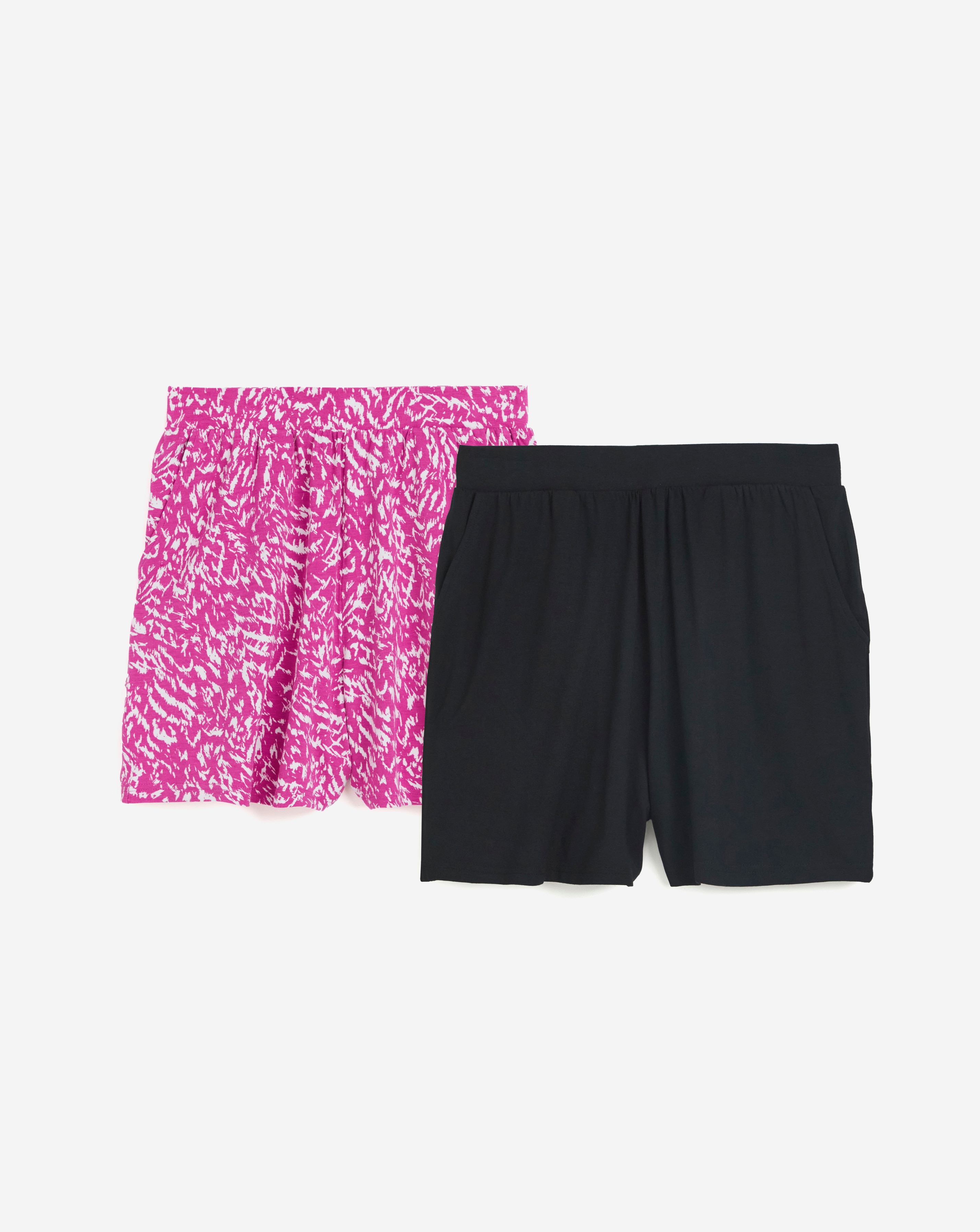 2 Pack Black/Print Jersey Shorts