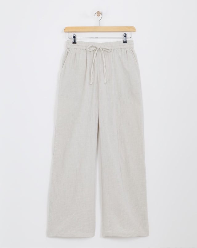 Cheesecloth Wide Leg Trousers - Stone