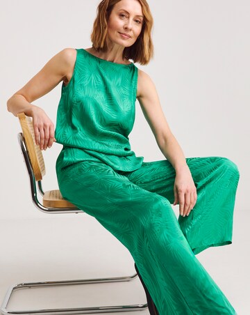 Jacquard Pull On Wide Leg Trousers