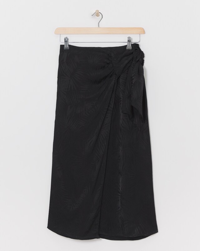 Printed Satin Jacquard Wrap Skirt