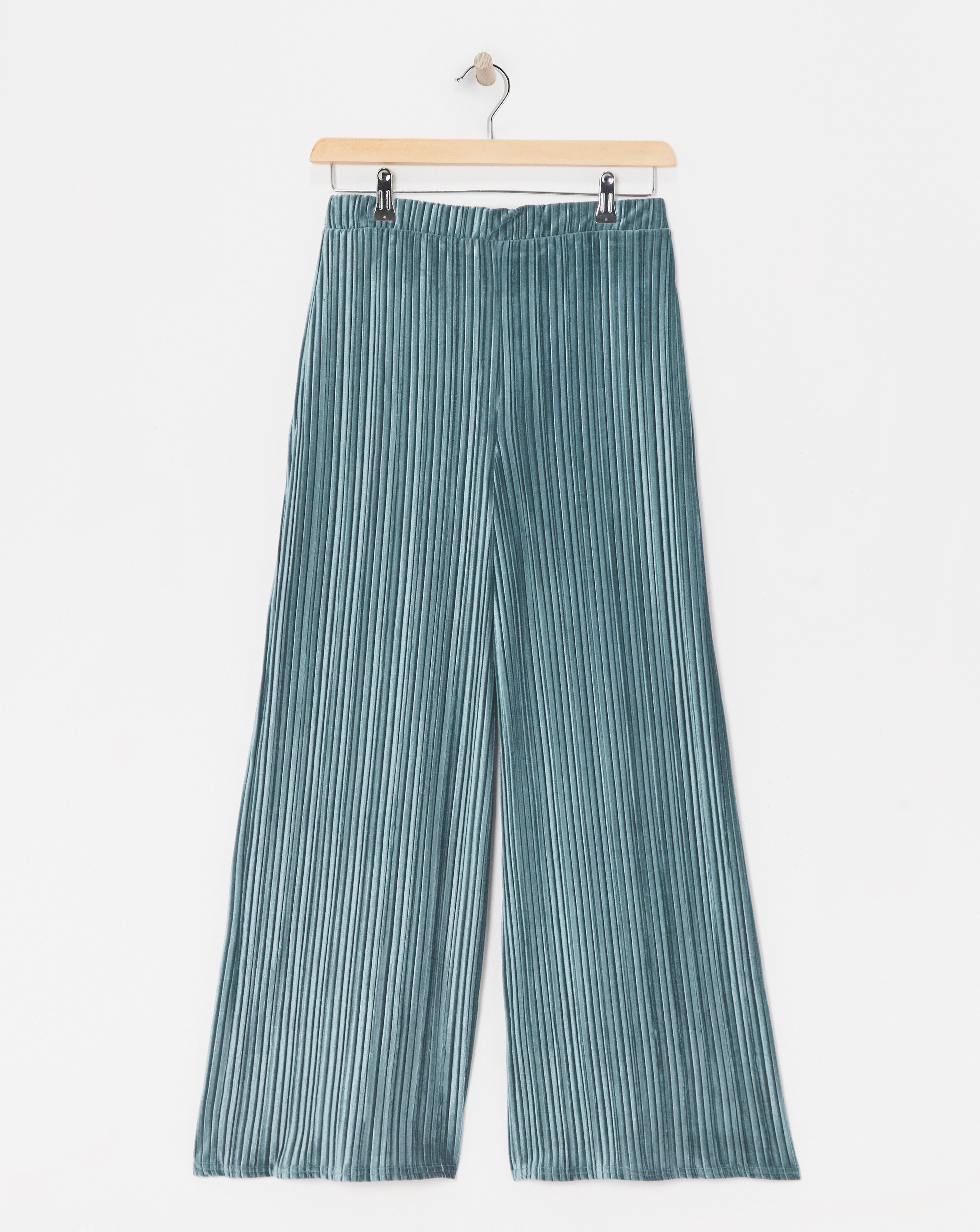 Pleated Velvet Wide Leg Pull On