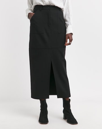 Black Ponte Column Midaxi Skirt