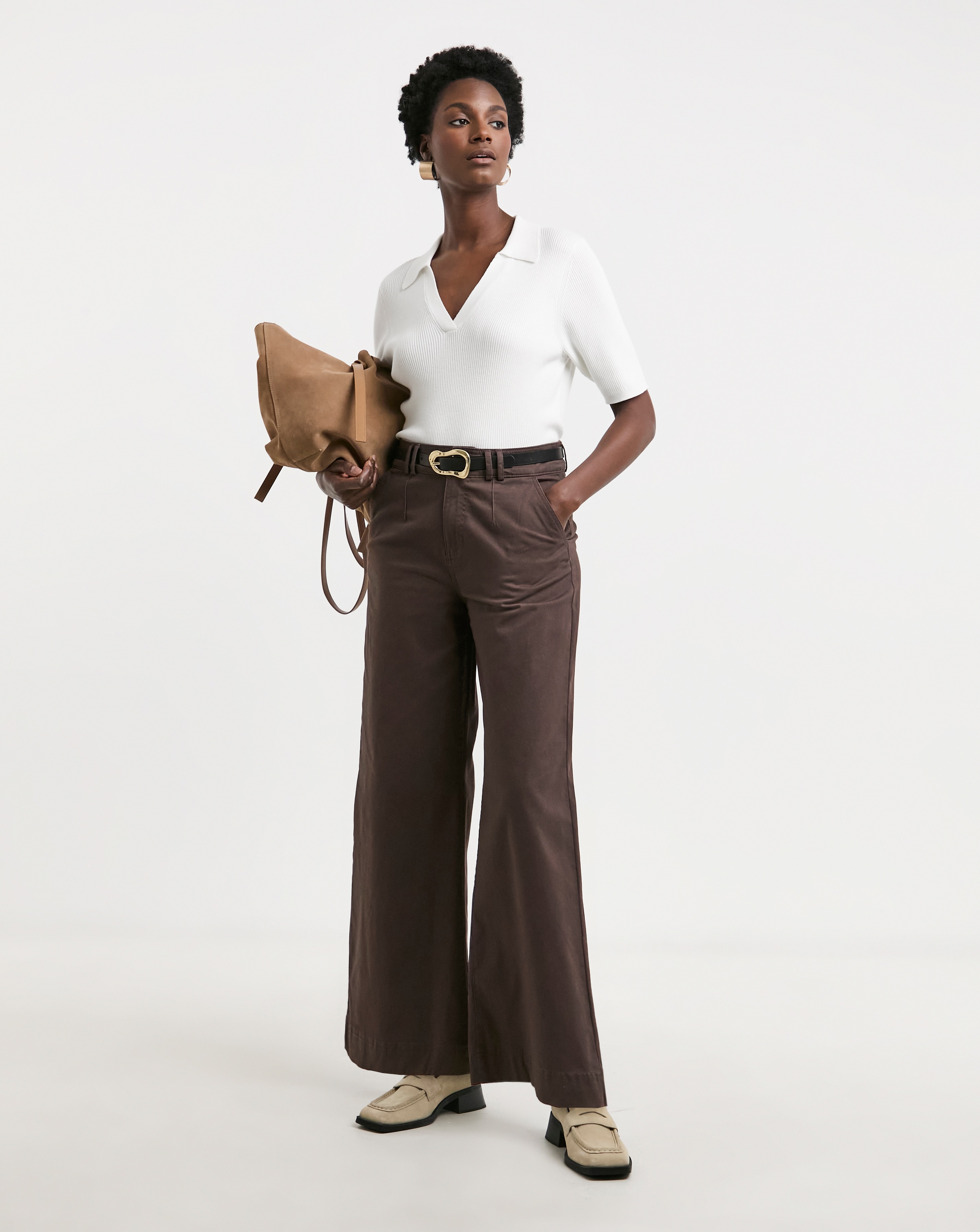 Stretch Wide Leg Chino Trouser