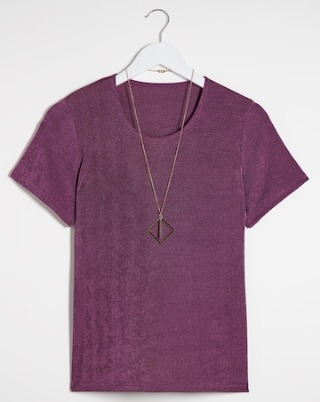 Julipa Plain Slinky Top with Necklace