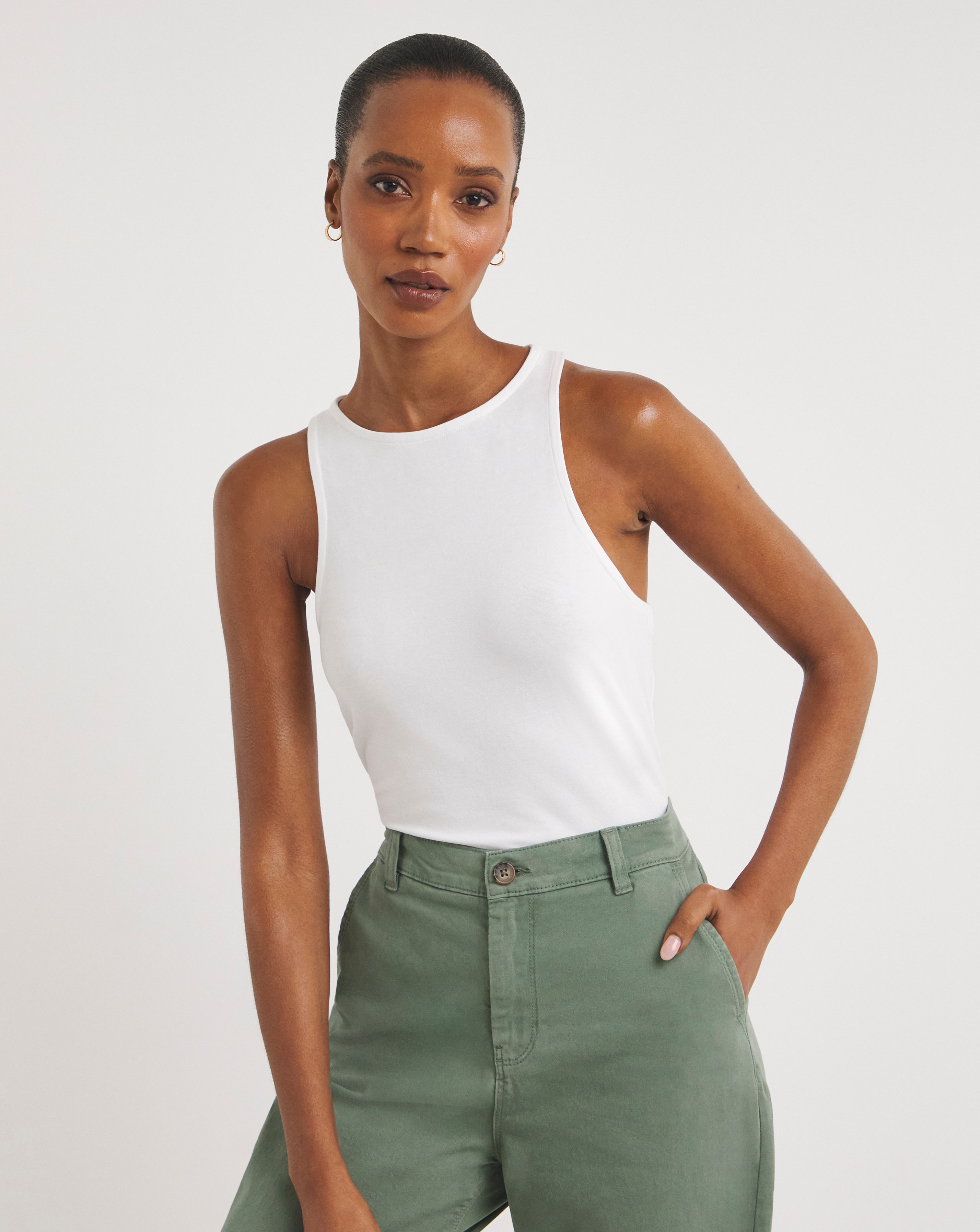 Simply Be White Racer Neck Bodysuit