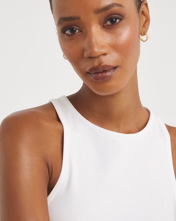 Simply Be White Basic Racer Neck Bodysuit