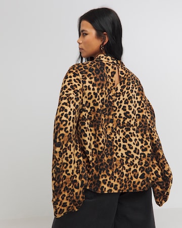 Animal Balloon Sleeve Blouse