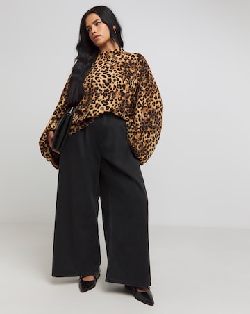 Animal Balloon Sleeve Blouse