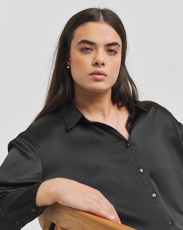 Black Relaxed Satin Shirt