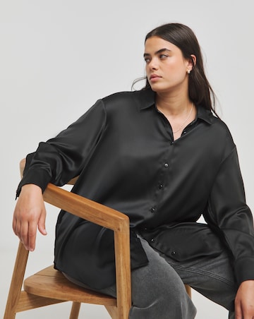 Black Relaxed Satin Shirt