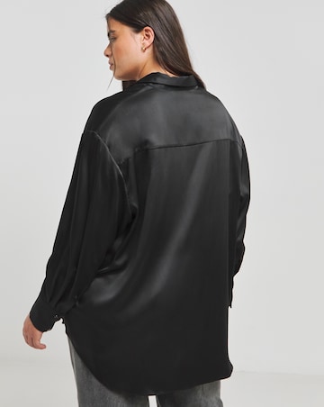 Black Relaxed Satin Shirt