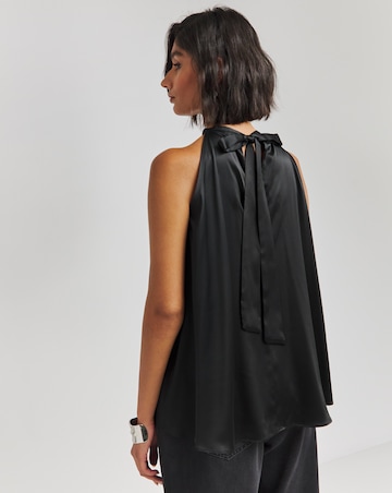 Black Satin Halterneck Top
