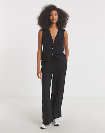 Simply Be Black Viscose V Neck Waistcoat