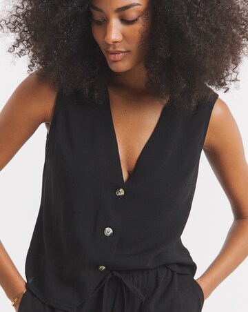 Simply Be Black Viscose V Neck Waistcoat