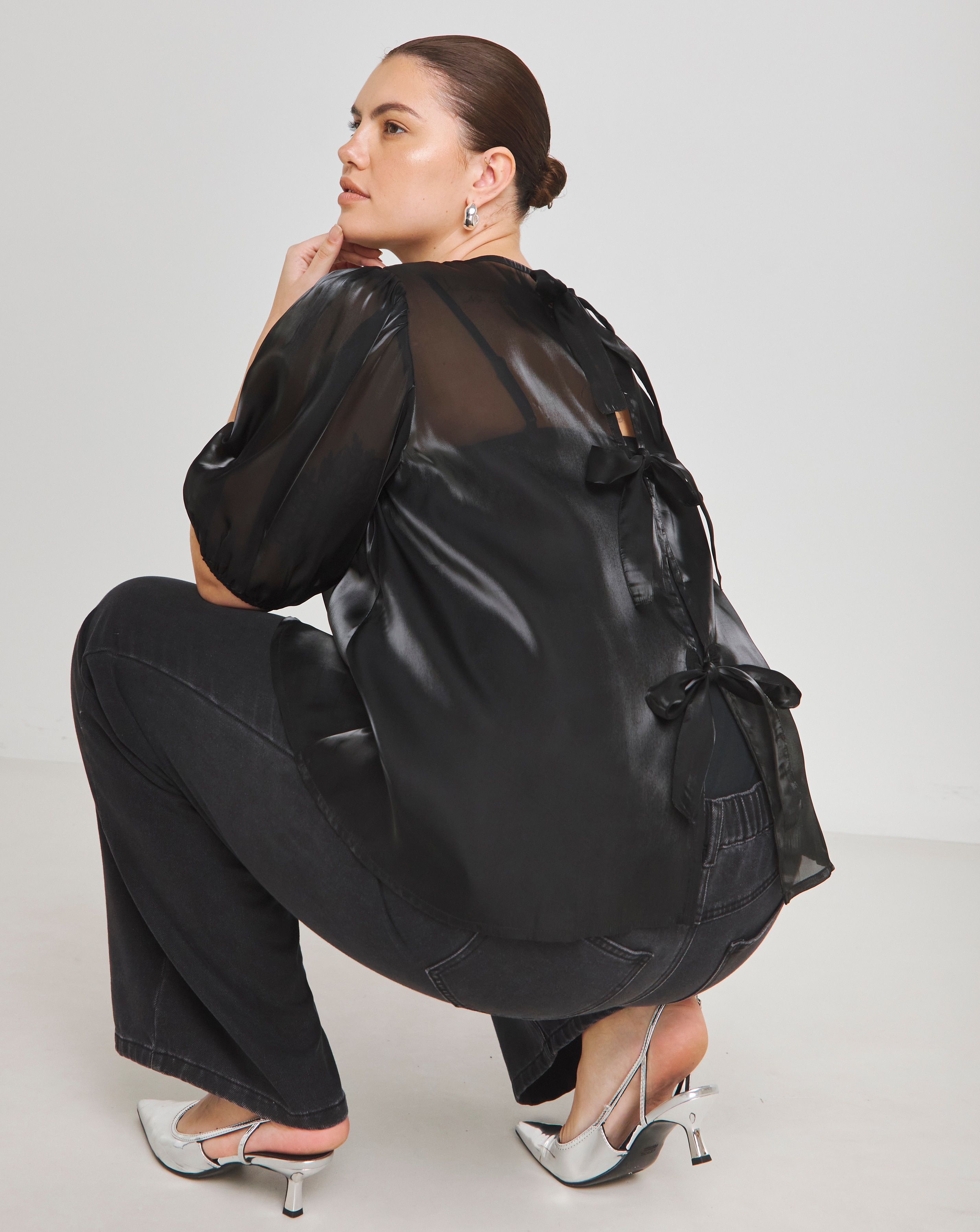 Sheer Bow Back Blouse