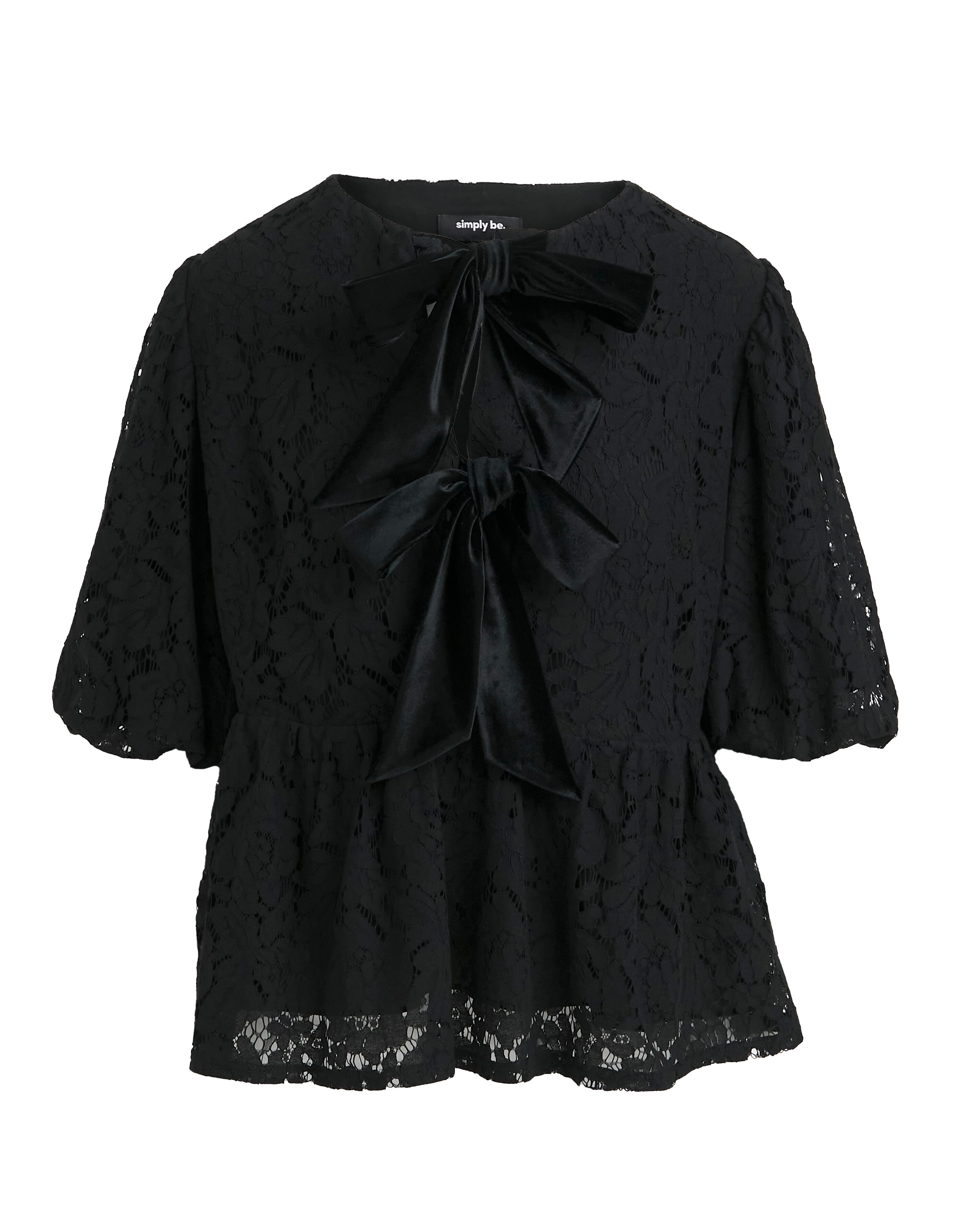 Lace Velour Bow Blouse