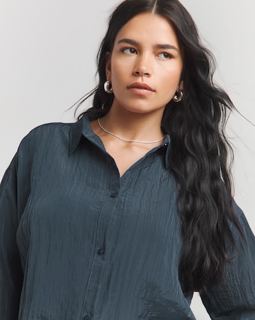 Crinkle Satin Oversized Shirt