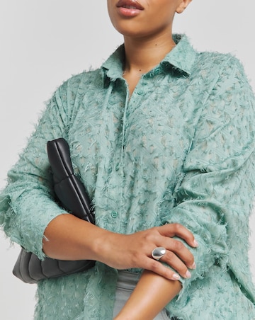 Mint Textured Fluffy Shirt