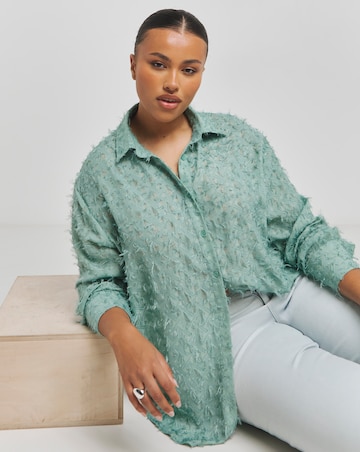 Mint Textured Fluffy Shirt
