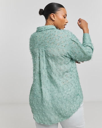Mint Textured Fluffy Shirt