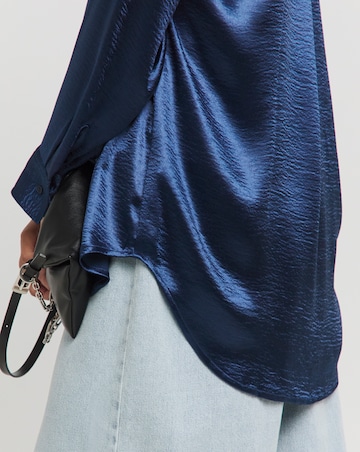 Navy Premium Satin Relaxed Shirt