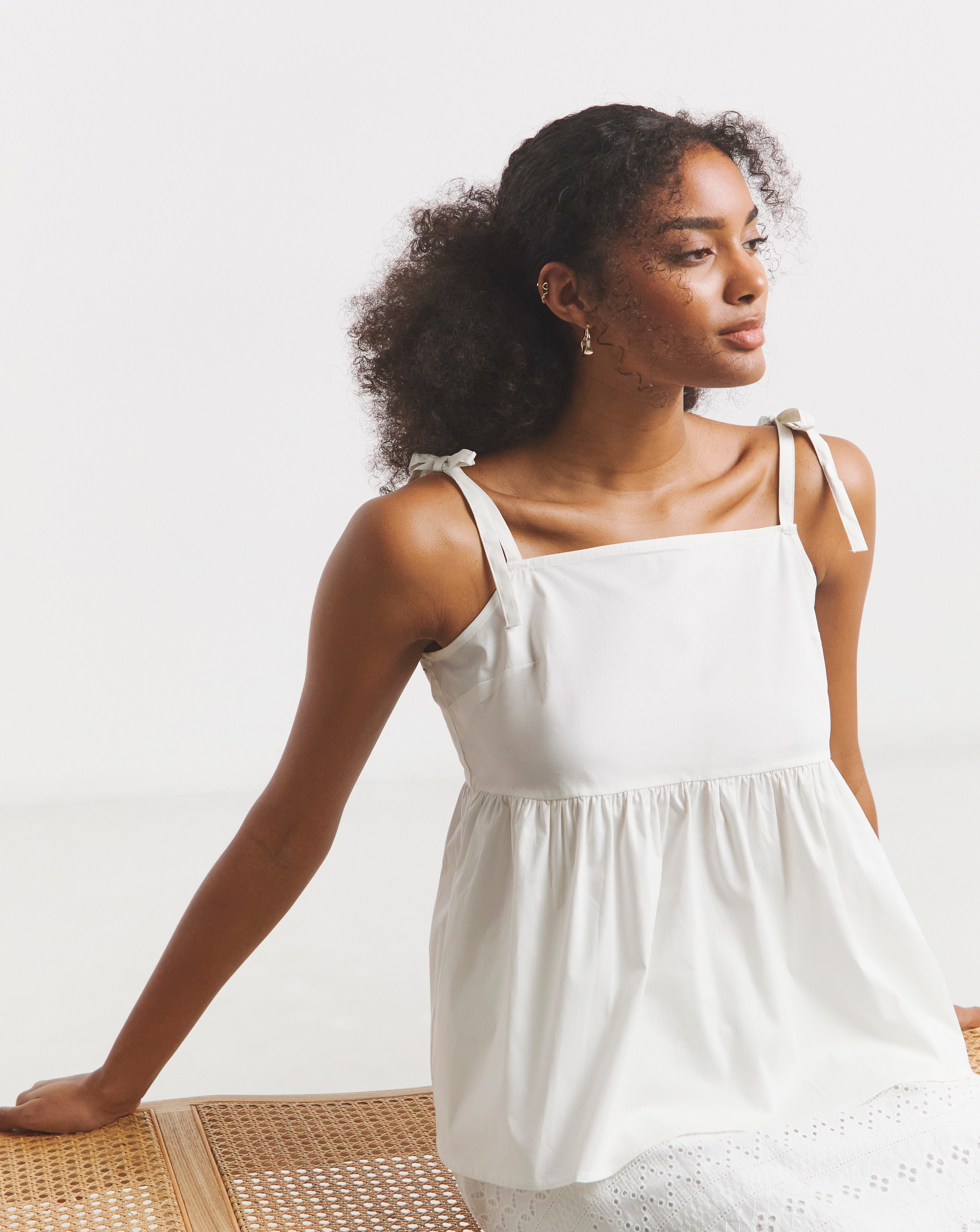 Simply Be White Tie Strap Cami