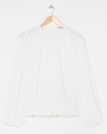 Ivory Textured Fluffy Blouse