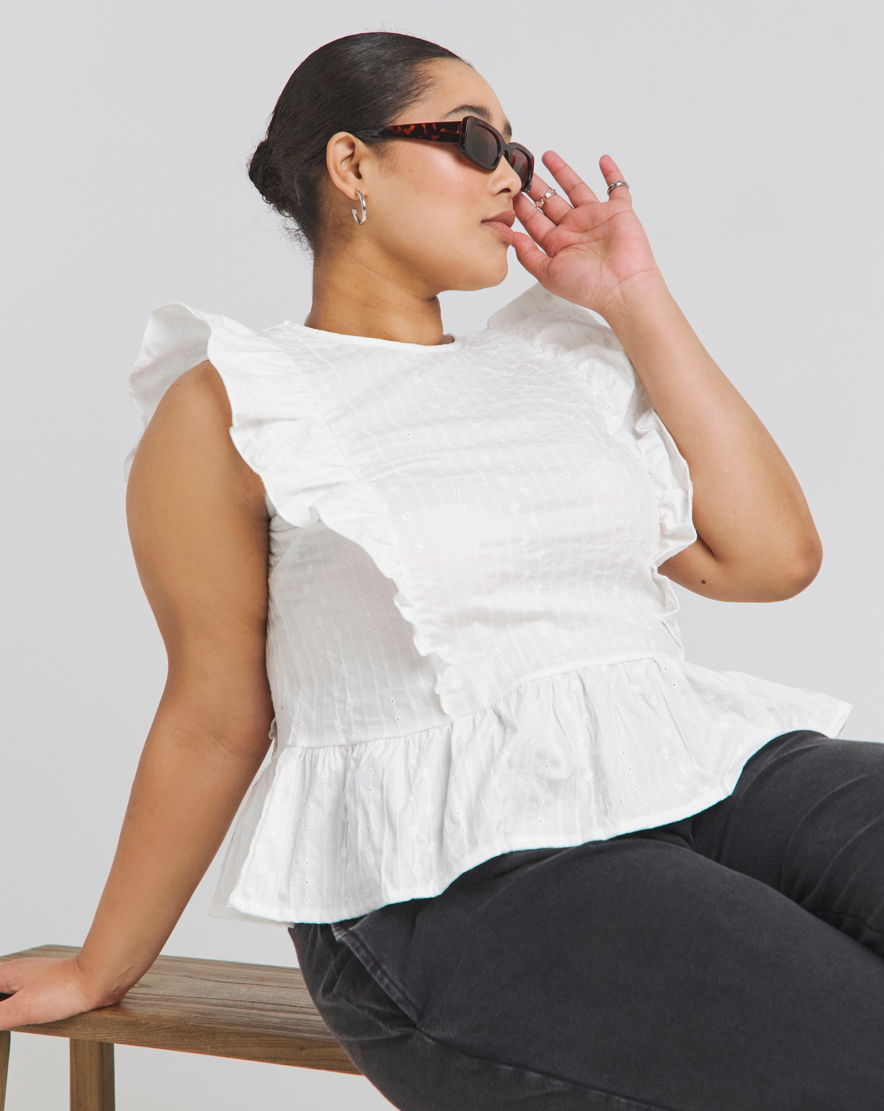 Simply Be Broderie Ruffle Blouse