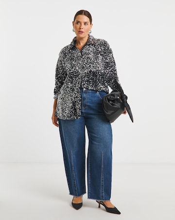 Gunmetal Oversized Sequin Shirt