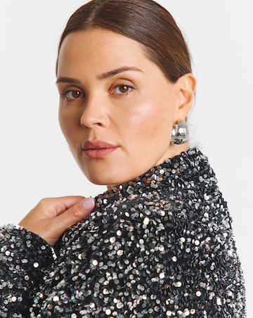 Gunmetal Oversized Sequin Shirt
