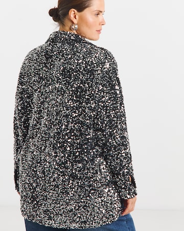 Gunmetal Oversized Sequin Shirt