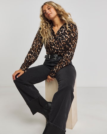 Leopard Print Long Sleeve Relaxed Shirt