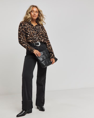 Leopard Print Long Sleeve Relaxed Shirt