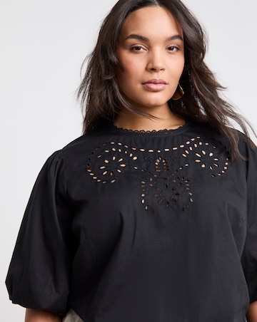 Broderie Puff Sleeve Blouse
