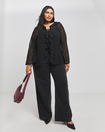 Tie Front Ruffle Georgette Blouse